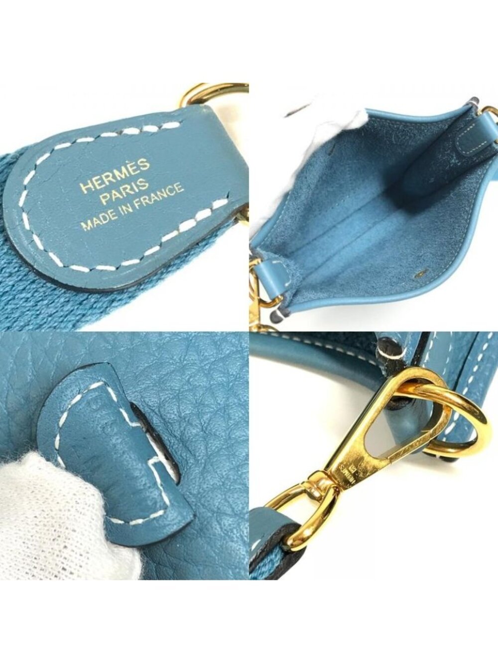 Hermes Shoulder Bag Evelyne TPM 16 Taurillon Clemence New Blue - Picture 8 of 9